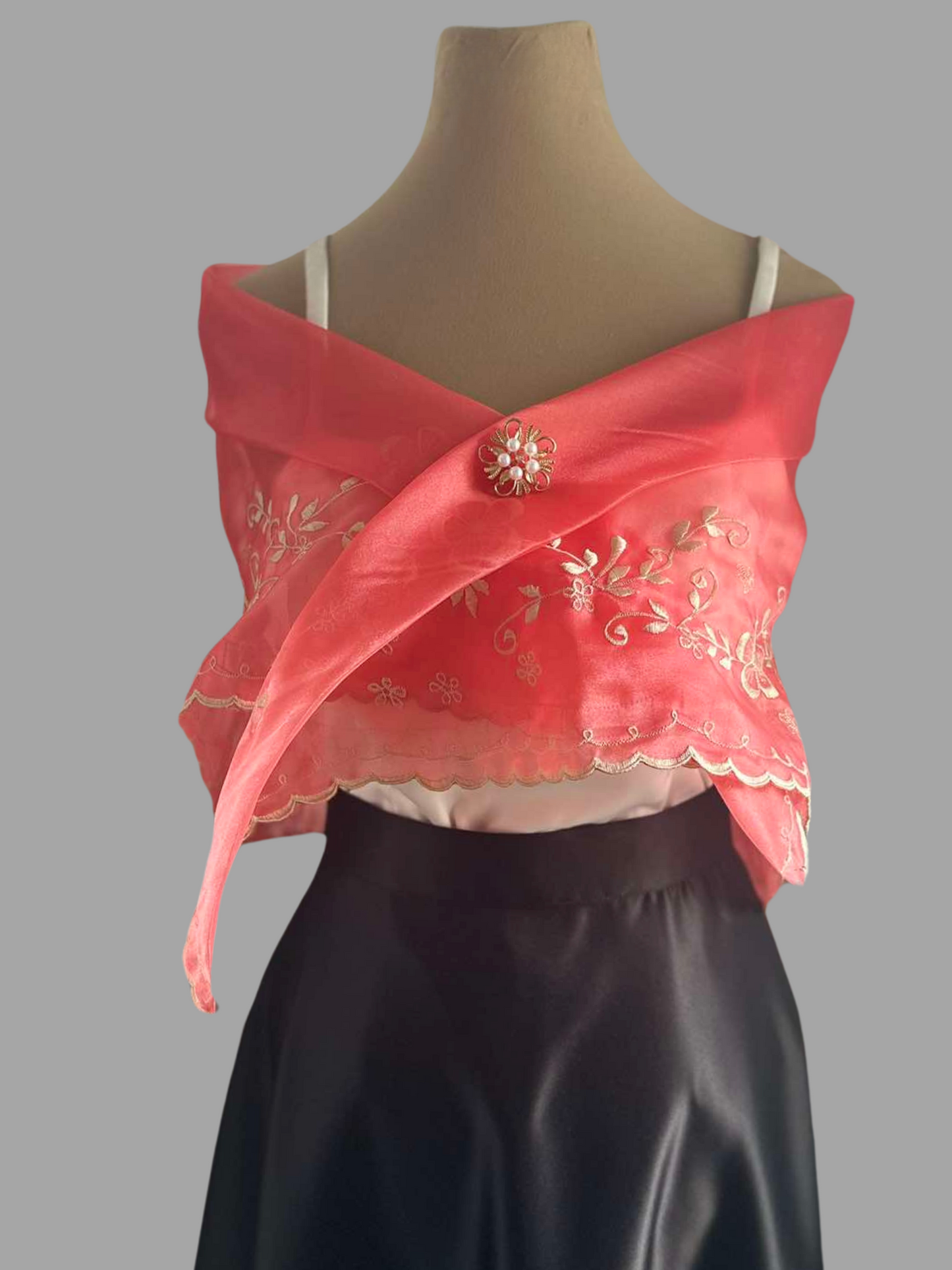 Embroidered Organza Traditional Alampay - BR106