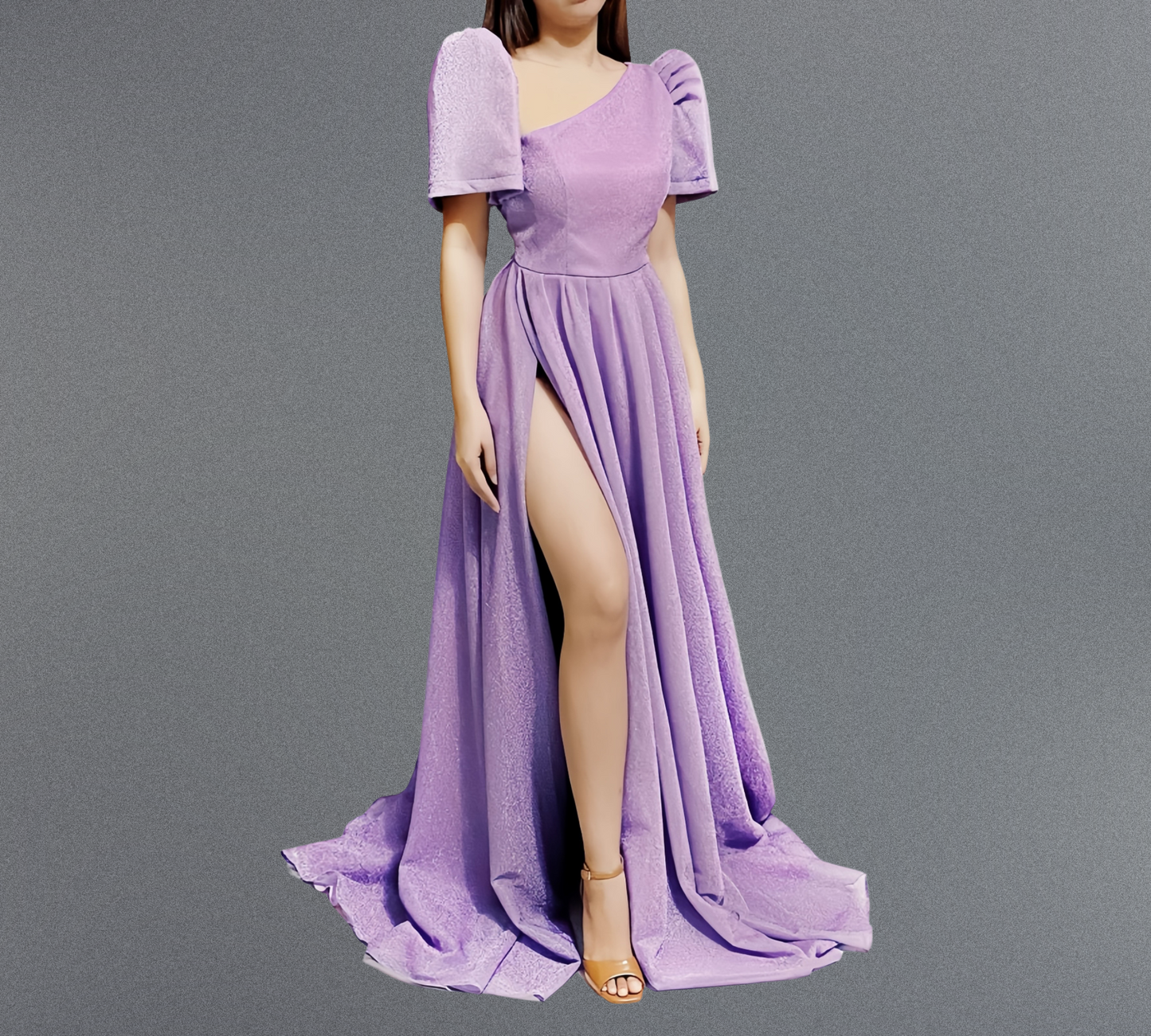 Pastel Lilac Modern Sexy Filipiniana Long Dress - BR713