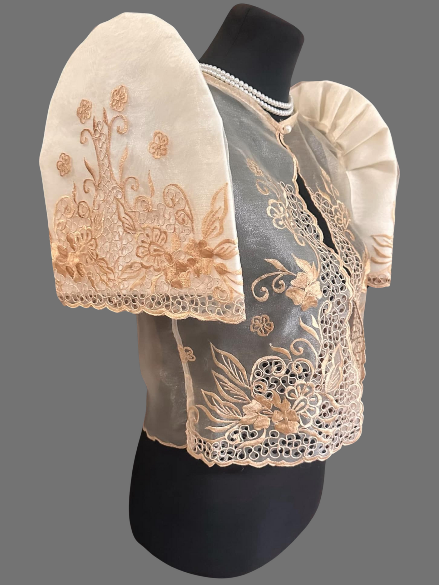 Stylish Beige Bolero with Matching Embroidery - BR402