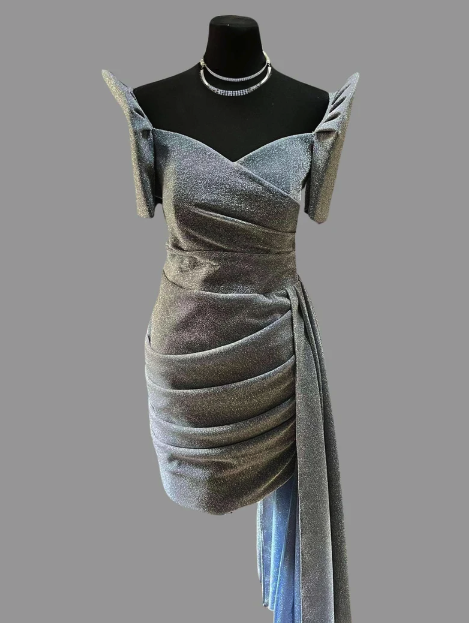 Dark Grey Candy Crush Modern Sexy Filipiniana Dress - BR708