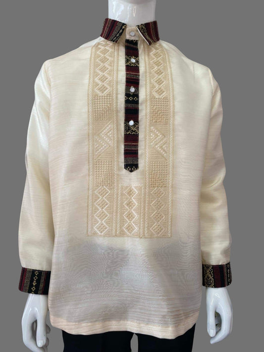 Timeless Elegance: The Organza Barong with Ethnic Collar and Cuffs - BR213