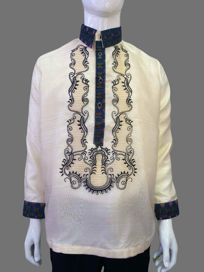 Organza Fabric Barong Tagalog with Ethnic Decorative Embroidery - BR240