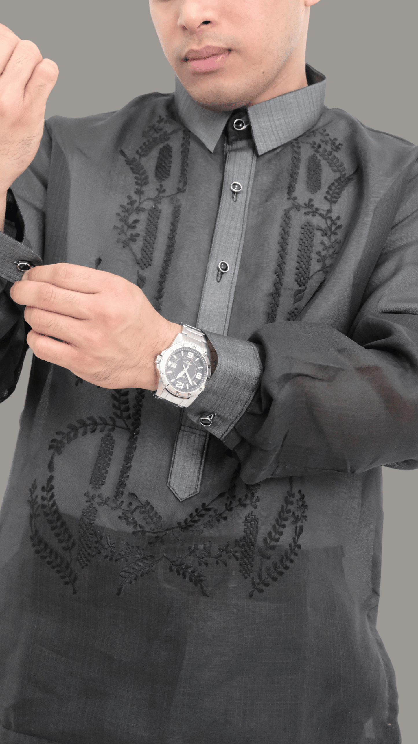 Premium Ebony Jusi Barong Tagalog - BR204