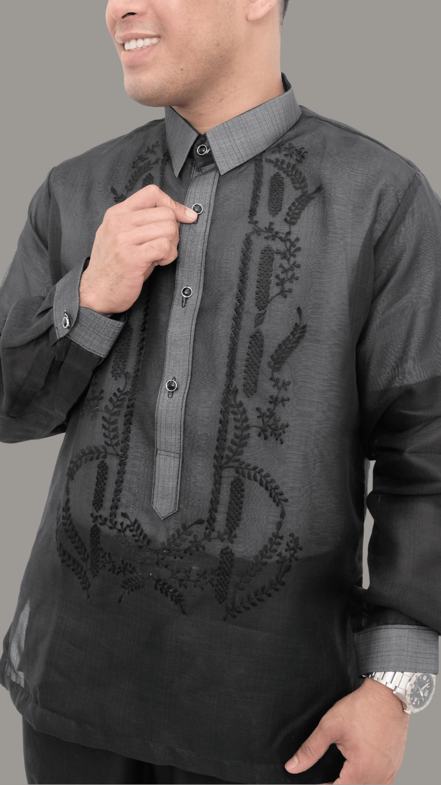 Premium Ebony Jusi Barong Tagalog - BR204