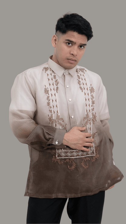 Stylish Brown Organza Barong - BR206