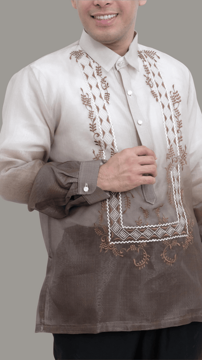 Stylish Brown Organza Barong - BR206