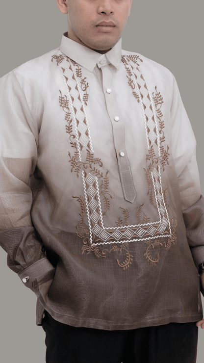 Stylish Brown Organza Barong - BR206