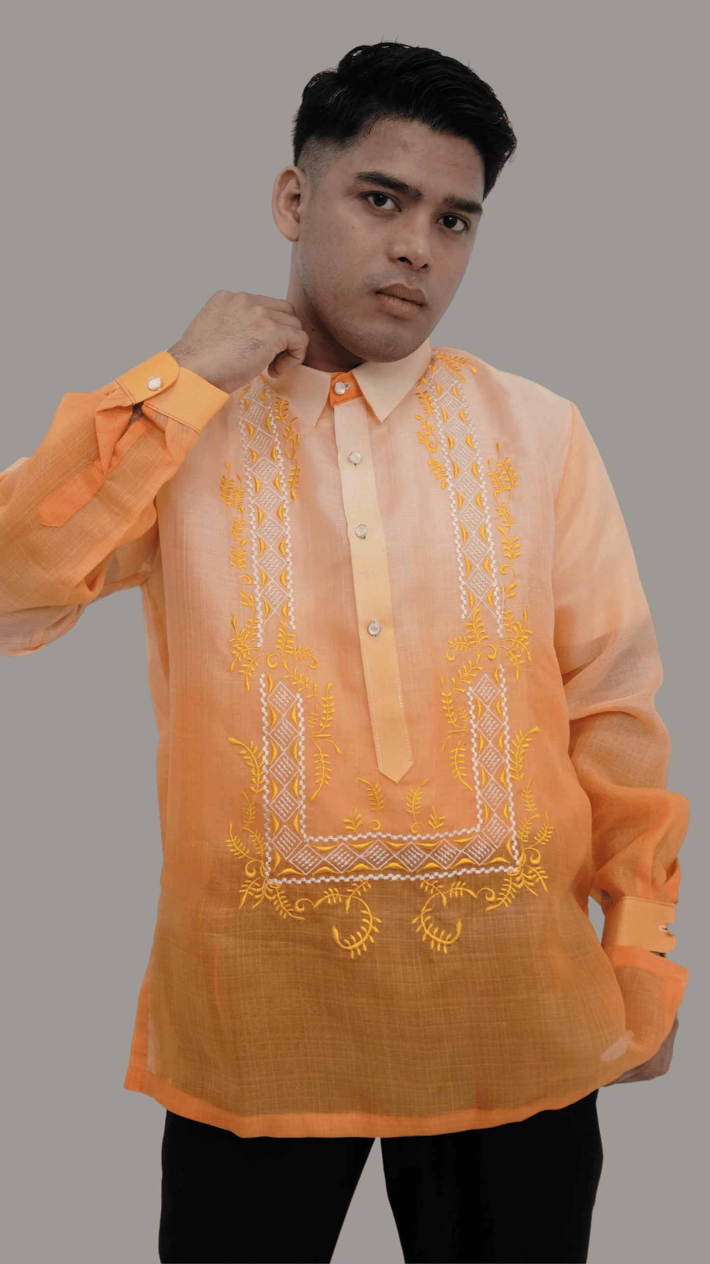 Stylish Orange Organza Barong Tagalog - BR207