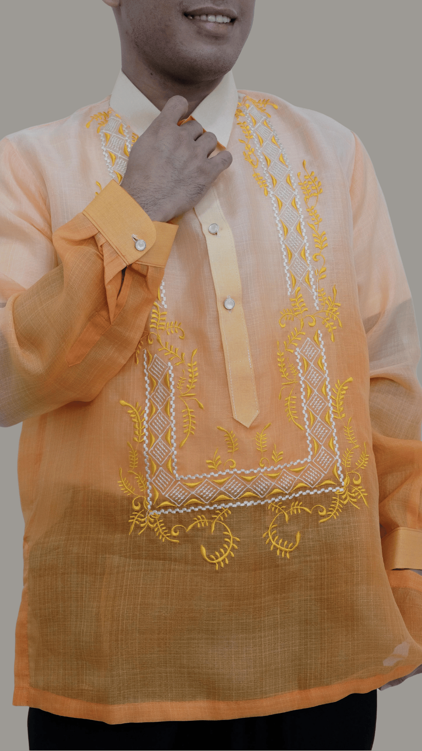 Stylish Orange Organza Barong Tagalog - BR207