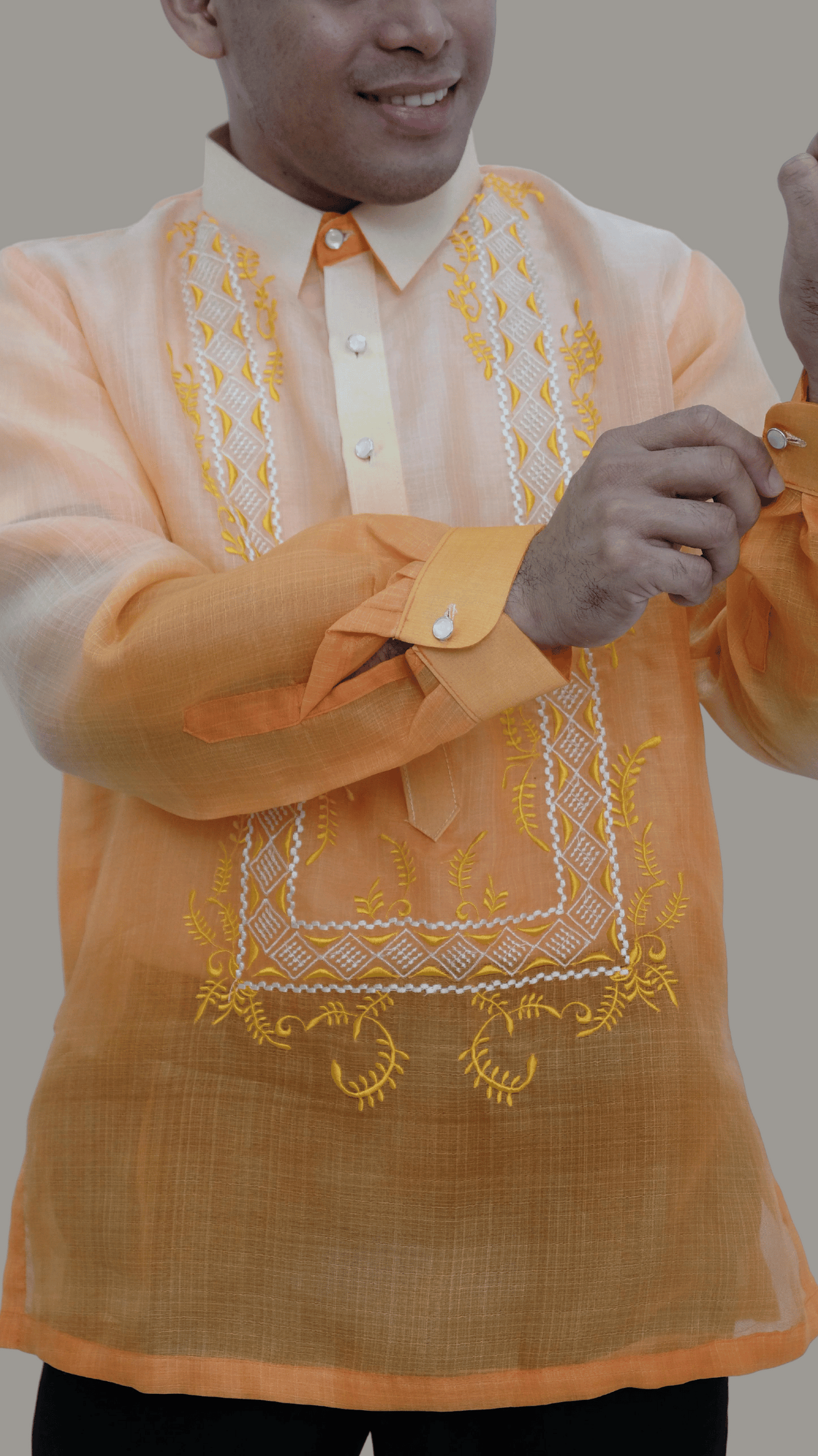 Stylish Orange Organza Barong Tagalog - BR207