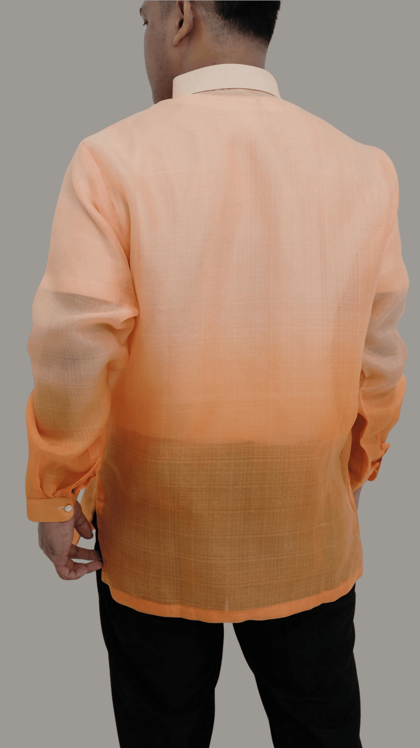 Stylish Orange Organza Barong Tagalog - BR207