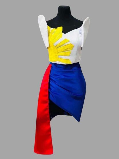 Philippines FIag Modern Sexy Filipiniana Dress - BR707