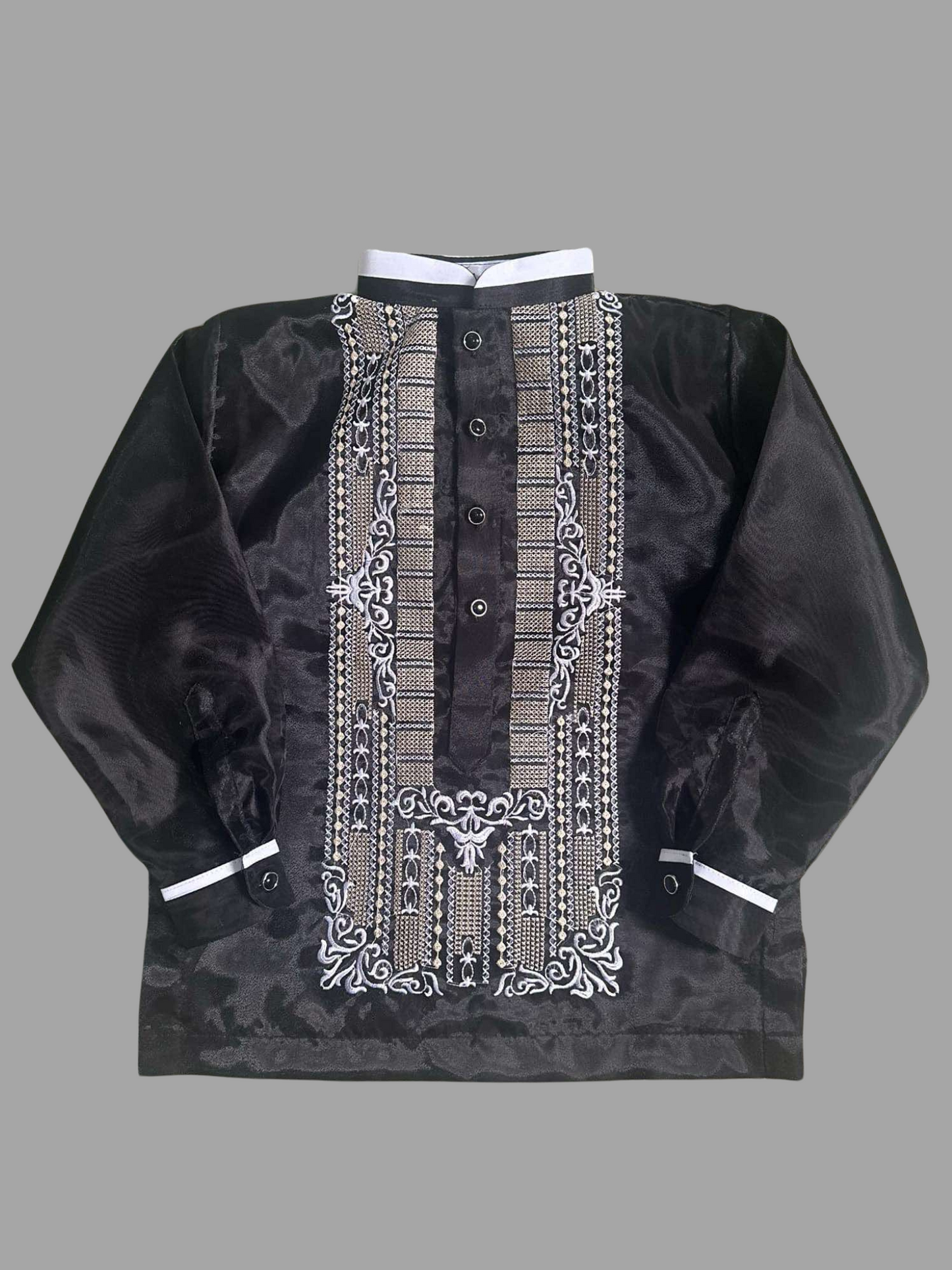 Premium Black Organza Barong Tagalog For Boys - BR110