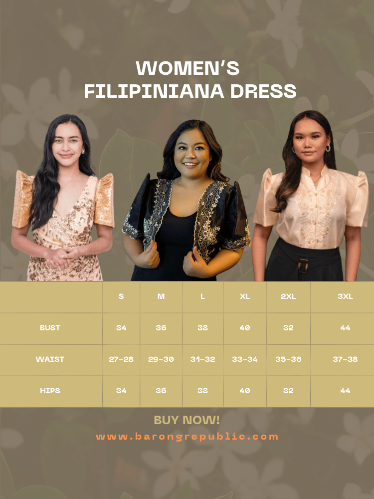 women's filipiniana dress size by barong republic